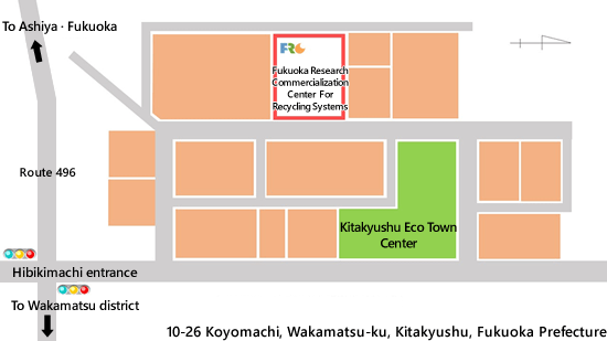 Guide map for the Fukuoka Research Commercialization Center For Recycling Systems located in the Kitakyushu Eco Town Demonstration Research Area