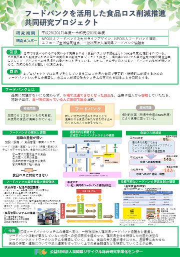 NPO法人フードバンク北九州ライフアゲイン　研究成果ポスター